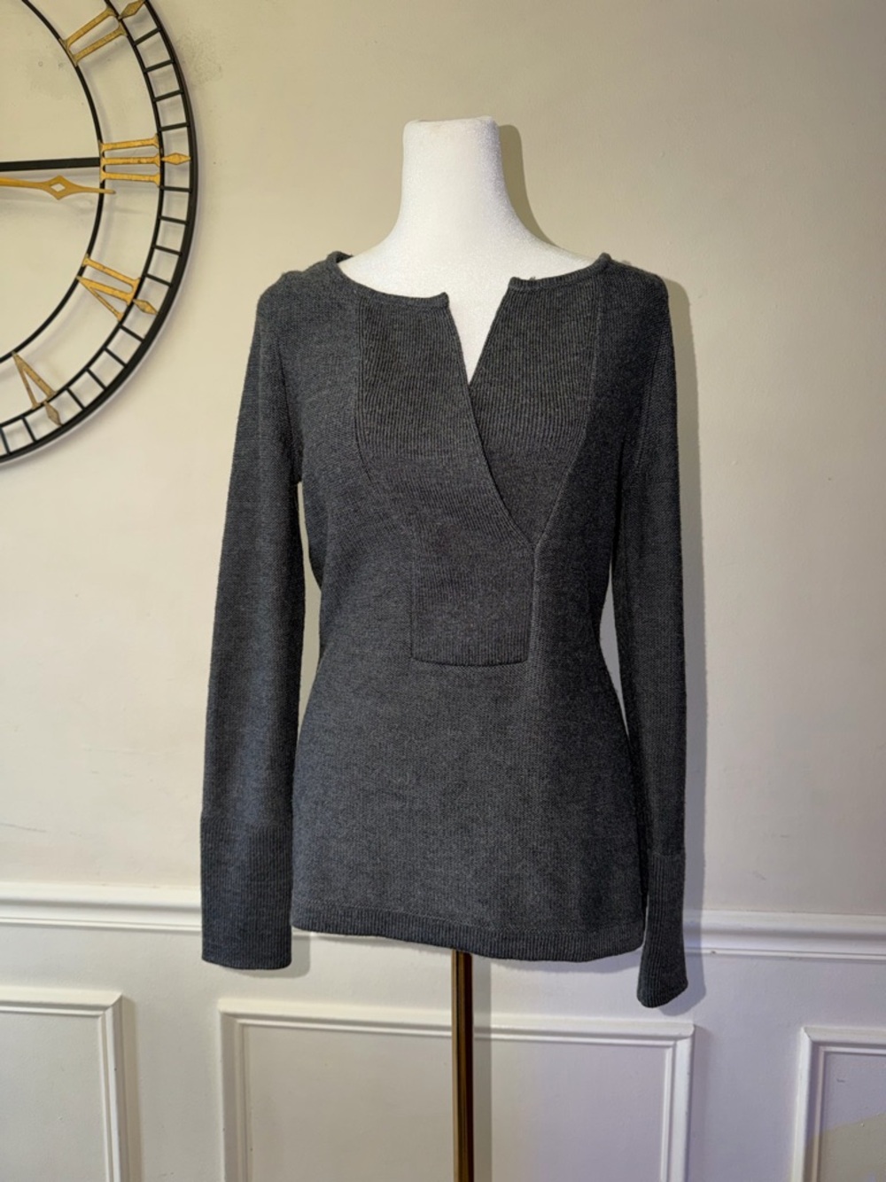Classiques Entier Charcoal Gray 100% Merino Wool Sweater Size XSMALL